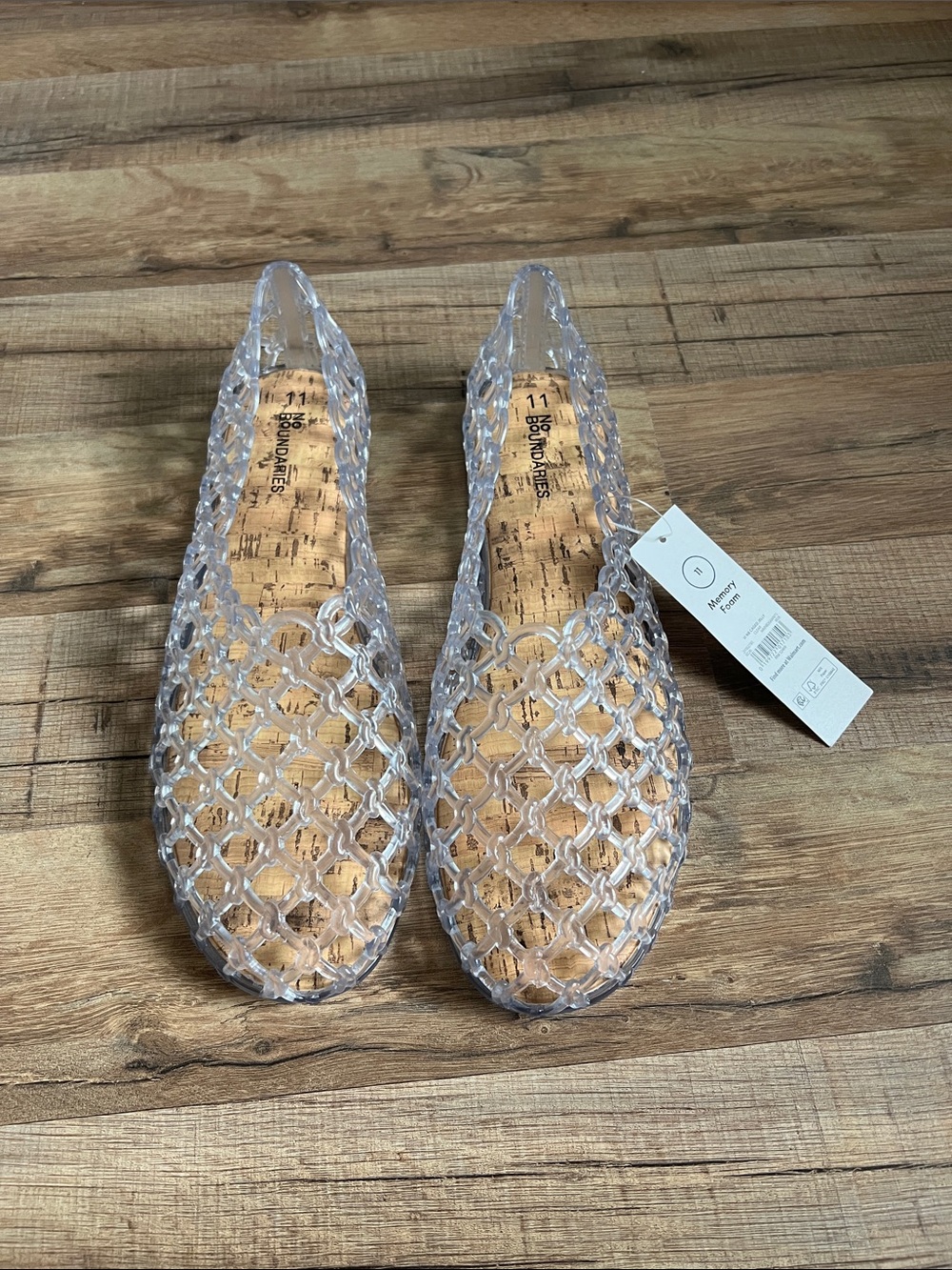 New Clear Jelly caged Laser-Cut Women’s Flats - Transparent size 11
